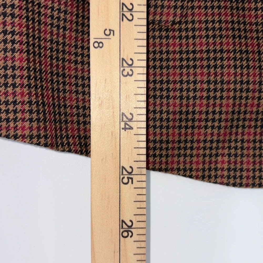 Le Suit Vintage Houndstooth Skirt Suit Set Brown Red Blazer 16 Skirt 12